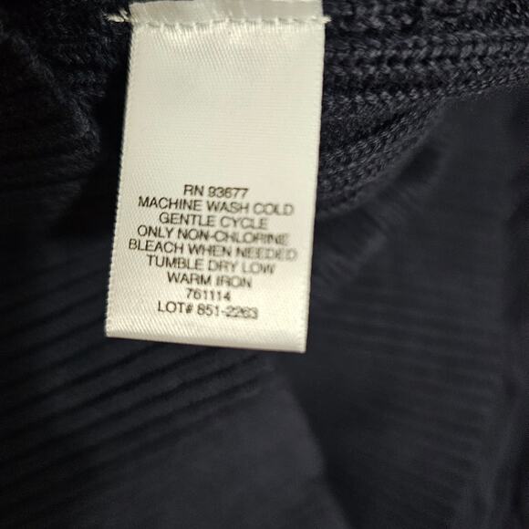 Liz Claiborne 100% Cotton Long-Sleeve Split-Neck Navy Cable Sweater Women's M - Picture 6 of 9